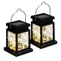 1 x RAW Customer Returns LQWELL Solar Lantern for Outdoor Use, Set of 2 Solar Light Garden Lanterns, Outdoor Solar Lamp Light, Hanging Solar Lantern Garden Decoration Garden Light, 30 LED, Square, Warm White - RRP €20.16