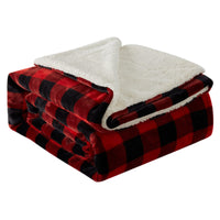 1 x RAW Customer Returns Lifewit Reversible Sherpa Flannel Blanket, Soft Throw for Sofa Bed, Decorative Thick Fleece Blanket for Outdoor Travel and Camping, Red, 130x150 cm - RRP €28.64