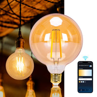 1 x RAW Customer Returns Aigostar Smart LED bulb E27 6W vintage bulbs G125 amber globe 806LM warm white dimmable 2700K -6500K Compatible with Alexa and Google Home No hub required 2.4GHz WiFi - RRP €16.27