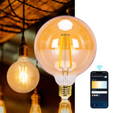 1 x RAW Customer Returns Aigostar Smart Vintage Light Bulb, E27 LED 6W Amber Globe Filament Bulbs G125, 806 LM Warm White Dimmable 2700K - 6500K, Compatible with Alexa and Google Home, 2.4GHz WiFi - RRP €19.15