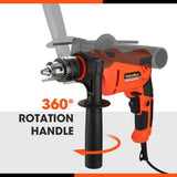 1 x RAW Customer Returns ValueMax impact drill 650W, drill 3000RPM 48000BPM, 2 in 1 drill and hammer, speed preselection and locking, with depth stop, with 3 twist drills and 2 concrete drills - RRP €42.99