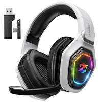 1 x RAW Customer Returns Ozeino OW810 Gaming Headset, Type-C USB Interface 2.4GHz Wireless Headset with, Bluetooth Headset, Headset with Microphone Noise Cancelling, for PC PS4 PS5 Mac, 20H Battery Life - White - RRP €40.33