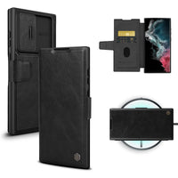 1 x RAW Customer Returns Nillkin Folding Case Compatible with Samsung Galaxy S23 Ultra 6.8 inch , Camera Protection PU Leather Wallet Phone Case with Camera Cover and Magnetic Buckle, Protective Case, Black - RRP €22.18