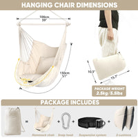 1 x RAW Customer Returns Chihee Hammock Chair Hanging Swing Maximum 500 Pounds Including 2 Cushions Steel Spreader Bar with Anti-Slip Grooves Portable Hanging Chair Side Pocket Large Macrame Bohemian Chair Indoor Outdoor - RRP €39.99