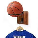 1 x Brand New MidingChai ball holder wall, ball stand, ball holder, basketball accessories, ball storage made of acacia wood and stainless steel for basketball, football, rugby and volleyball 1  - RRP €36.0