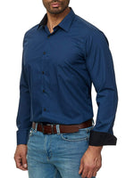 2 x Brand New Mr. right men s shirt slim fit long-sleeved shirt plain business shirts blue, S  - RRP €46.94