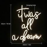 1 x RAW Customer Returns It was all a dream neon sign light dream neon lights wall decoration for wedding party letters LED sign club office hotel pub cafe wedding birthday party 16.5 x13 42x33 cm warm white  - RRP €36.99