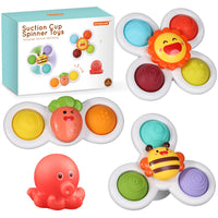 1 x RAW Customer Returns ECHOCUBE Suction Cup Spinner Toy, 3 Pieces Educational Sensory Spinner Toy as Birthday Gift, Baby Suction Cup Spinner Bath Toy for Toddlers Boys and Girls - RRP €14.11