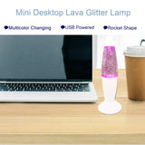 1 x RAW Customer Returns Riaxuebiy Glitter Lava Lamp LED Vintage Mini 7.28 Inch Night Light Lamp with USB Multi Color Changing Rocket Light for Children Boys Girls Bedroom Gift White, USB  - RRP €18.14