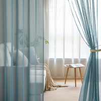 1 x RAW Customer Returns MIULEE Curtains with Ruffle Tape Set of 2 Curtains with Eyelets Living Room Curtains Made of Sheer Voile Curtains Transparent Bedroom Dusty Blue 140 x 245 cm - RRP €26.99