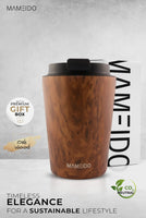 1 x RAW Customer Returns MAMEIDO thermal mug 350ml, 470ml 700ml - dense coffee mug to go made of stainless steel, double-walled insulated, leak-proof - coffee to go mug keeps you warm Oak Wood, 0.35l  - RRP €26.05