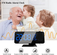 1 x RAW Customer Returns Aikove Digital Bedside Alarm Clock with Projector, Multifunctional Alarm Clock with FM Radio, 3 Brightness Levels, Snooze and 15 Volume Levels, 12 24 Hours, for Bedroom, Home, Office - RRP €29.99