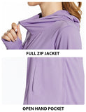 1 x RAW Customer Returns BALEAF Women s UV SPF UPF 50 Shirt with Hood Sun Protection Long Sleeve Shirt Hooded Jacket with Zip Sun Hoodie with Thumb Hole Purple S - RRP €27.22