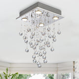 1 x RAW Customer Returns BESTIER Modern Crystal Raindrop Chandelier Lighting Flush Mount LED Ceiling Light Fixture Pendant Lamp for Dining Room Bathroom 4 GU10 LED Bulbs Required Diameter 30cm Height 50cm - RRP €79.99