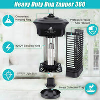 1 x RAW Customer Returns Homesuit Electric Insect Killer, Insect Trap Mosquito Lamp 15W 4000V, Electric Mosquito Zapper, Effective for Reducing Flying Insects for Indoor Bedrooms and Gardens - RRP €30.99