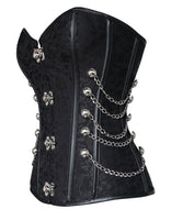 1 x RAW Customer Returns Charmian Women s Steampunk Gothic Spiral Steel Boned Brocade Waist Cincher Overbust Corset with Chains Black Small - RRP €84.0