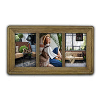 2 x Brand New HAES DECO - Multi picture frame collage rustic wooden picture gallery Malaga in brown - with stand wall mount - for 3 photos 10x15 cm format 35.5 x 20 cm - MP11415-2 - RRP €60.0