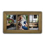 1 x Brand New HAES DECO - Multi picture frame collage rustic wooden picture gallery Malaga in brown - with stand wall mount - for 3 photos 10x15 cm format 35.5 x 20 cm - MP11415-2 - RRP €30.0