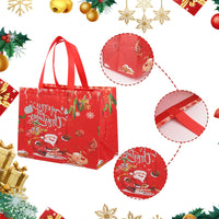 1 x RAW Customer Returns Bekecidi 12pcs Reusable Christmas Shopping Bags Large Christmas Tote Bags with Handle, Christmas Gift Bags, Fashion Fleece Christmas Bag, 32 x 17 x 25cm A  - RRP €13.94