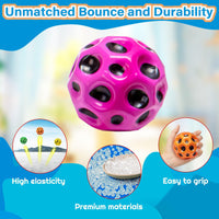 1 x Brand New JunD 3 Pack Astro Jump Ball, 66mm Moon Ball, Easy to Grip and Catch Space Balls, High Bounce Hole Ball, Interactive Stress Relief Toy for Kids Adults Red, Blue, Yellow  - RRP €7.99