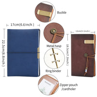 1 x RAW Customer Returns Wonderpool A5 Diary Notebook Leather Ring Binder with Pen, Refillable Folder Writing Paper Spiral Notepads Vintage Cover for Office Plan Travel Personal Organizer a-Marron, A5  - RRP €19.37