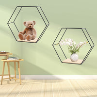 1 x RAW Customer Returns MaxAwe Hexagon Wall Shelf Metal Set of 3, Wall Decoration Hanging Shelf Floating Shelf in 3 Sizes, Hexagon Shelves for Living Room, Bedroom, Bathroom, Hallway, Cafe, Apartment Black  - RRP €27.44