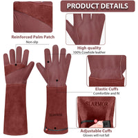 1 x RAW Customer Returns SLARMOR Leather Gardening Gloves for Men and Women - Thorn-proof for Pruning Roses, with Forearm Protection, Long Cowhide Work Gloves for Gardening and Household Tasks - RRP €19.15