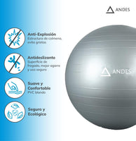 1 x RAW Customer Returns Andes. Gymnastics Ball, Fitness, Yoga, Pilates, Size 55, 65 and 75 cm, Fitball for Exercise and Pregnancy, Sitting Ball, Very Resistant Ball, Inflator Included. - RRP €11.89