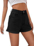 1 x RAW Customer Returns GORGLITTER women s denim shorts, jeans shorts, basic jeans shorts, high waist shorts, hot pants shorts with pockets, black M - RRP €36.99