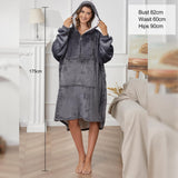 1 x RAW Customer Returns Myhozee Hoodie Blanket Oversize Women Men - Plush Flannel Blanket Hoodie Soft and Warm Cuddly Sweater, Oversized Blanket Pullover Blanket Hoodie with Zipper and Sleeves, Dark Gray - RRP €18.14