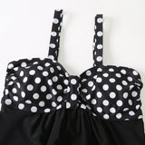 1 x RAW Customer Returns Laorchid Women s Two-Piece Swimsuit Push Up Swimwear Tummy Control Tankini Set Ruffles High Waist Tankini Beachwear Hot Pants Black Polka Dots XL EU 42  - RRP €40.33