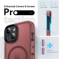 1 x Brand New DASFOND case for iPhone 15, Compatible with MagSafe Magnetic mobile phone case, transparent matte back, thin shockproof stripe protective case, dark red - RRP €16.02