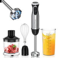 1 x RAW Customer Returns Bonsenkitchen hand blender, 4-in-1 hand blender, electric, 1000W continuous speeds, stainless steel, whisk, 500ml chopper and 700ml measuring cup for baby food, HB3203 black  - RRP €31.94