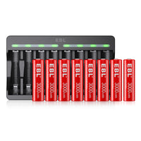 1 x RAW Customer Returns EBL AA batteries 8 pieces 1.5V 3000mWh AA rechargeable batteries with M7012 battery charger, quick charger with LED display, micro USB port, USB input 5V 2A - RRP €41.34