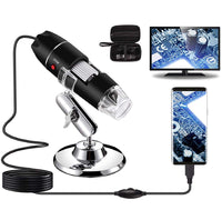 1 x RAW Customer Returns USB Digital Microscope 40X to 1000X, Bysameyee 8 LED Magnification Endoscope Camera with Carry Case and Metal Stand Compatible for Android Windows 7 8 10 Linux Mac - RRP €27.76