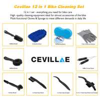 2 x RAW Customer Returns 12 IN 1 bicycle cleaning brush kits, CEVILLAE bicycle cleaning set chain cleaner bicycle care set for MTB road bike bicycle chain crank tire chainring cycling rims chain brush - RRP €37.98