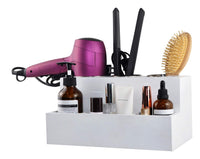 1 x RAW Customer Returns Eitida Hair Tool Organizer, Hair Dryer Care, Straightener, Curling Iron, Brush Holder, Caddy Storage for Vanity Bathroom, Wall Mounted or Countertop, Solid Wood in Light Brown in White - RRP €34.99