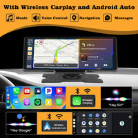 1 x RAW Customer Returns Wireless Apple Carplay Android Auto Display with 2.5K Front Dashcam, 1080P Rear View Camera, 9.3-inch Carplay Display with Bluetooth, Mirror Link, FM Transmitter, AUX Cable, 64 TF Card - RRP €137.7