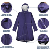 1 x RAW Customer Returns ANYOO Women s Rain Jacket Raincoat Waterproof with Hood, Lightweight Long Rain Poncho Windbreaker Rainwear, Dark Blue, One Size - RRP €27.99