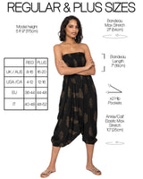 1 x RAW Customer Returns likemary Harem Jumpsuit women elegant loose, harem pants top, summer outfit backless short sleeve, casual sexy summer top Aladdin pants harem pants overall - black gold XL-XXL - RRP €32.0