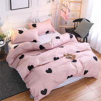 1 x RAW Customer Returns Freyamy Bed Linen 135x200cm 2-piece Pink Black Heart Bedding Sets Brushed Microfiber Soft Reversible Bed Linen Romantic Single Bed Duvet Cover with Zipper and Pillowcase 80x80cm - RRP €27.19