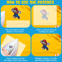 1 x RAW Customer Returns Iron-on patches for children, 16 pieces, Mario iron-on patches, children s stickers for ironing on, iron-on stickers, DIY t-shirt patches for ironing on, iron-on patches - RRP €11.09