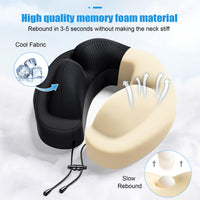 2 x RAW Customer Returns JINXIA Travel Neck Pillow, Portable Memory Foam Neck Pillow for Airplanes, Cars, Trains, Office, Breathable Fabric and Lightweight for Neck with Carrying Bag, Ear Plugs, Black - RRP €57.98