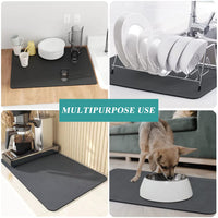 1 x RAW Customer Returns CALOPEAH dish draining mat, dish draining mat, super absorbent coffee machine mat, bar mat, dog bowl mat, cat bowl mat, sink drain mat for the kitchen, black, 50 x 30 cm - RRP €20.4