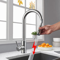 1 x RAW Customer Returns Low pressure kitchen faucet stainless steel kitchen faucet mixer tap with shower extendable high pressure 360 swiveling kitchen sink faucet two jet types water jet types faucet  - RRP €59.77