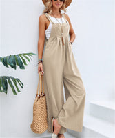 1 x RAW Customer Returns SotRong Women s Pocket Wide Leg Jumpsuit, Summer Boho Sleeveless Strap Jumpsuit, Khaki, 3XL - RRP €24.78