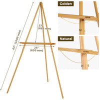 1 x RAW Customer Returns VISWIN 160cm H Wooden Easel with Tripod for Wedding Poster, Poster, Artist Easel with Tray for Painting, Canvas, Folding Easel - Gold - RRP €36.29