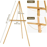 1 x RAW Customer Returns VISWIN 160cm H Wooden Easel with Tripod for Wedding Poster, Poster, Artist Easel with Tray for Painting, Canvas, Folding Easel - Gold - RRP €36.29