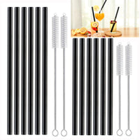 1 x RAW Customer Returns MIXIAO Glass Straws Black Straight 12 Pieces 21.5cm 15cm 2 Sizes 4 Cleaning Brush Reusable Glass Drinking Straws LFGB Certification Healthy Environmentally Friendly BPA Free for Cocktail Smoothie - RRP €14.9