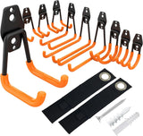 1 x RAW Customer Returns Kitmiido set of 12 wall hooks for garage Heavy-duty double hooks Space-saving storage for tools, bicycles, sports equipment orange  - RRP €26.24